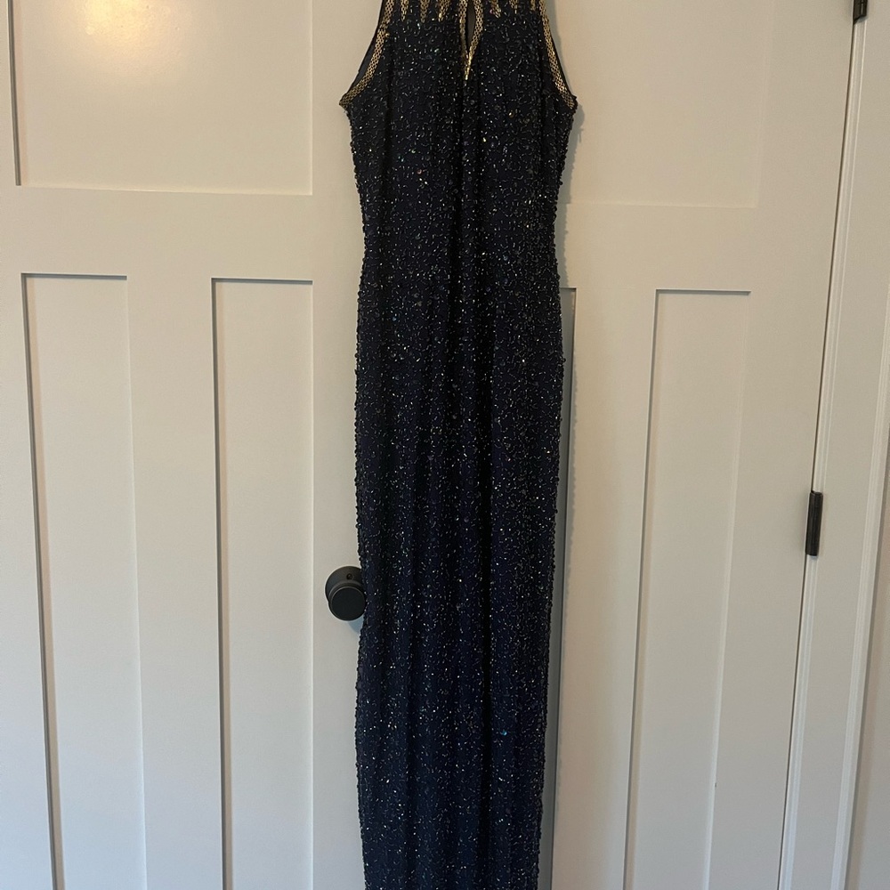 Navy Halter Prom Dress